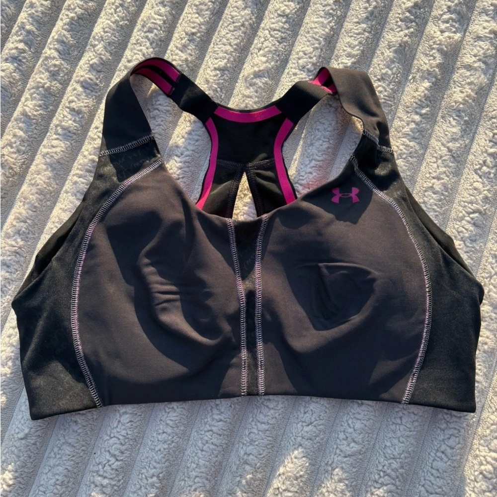 Under Armour Black and Pink Racerback Sports Bra